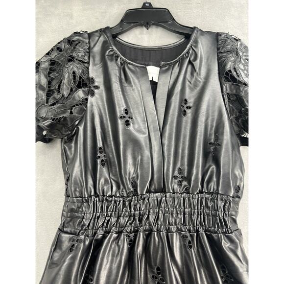 Anthropologie The Somerset Fuax Leather Edition Maxi Dress Size Small Black - Picture 7 of 16